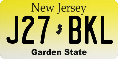 NJ license plate J27BKL