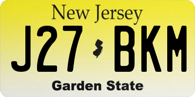 NJ license plate J27BKM
