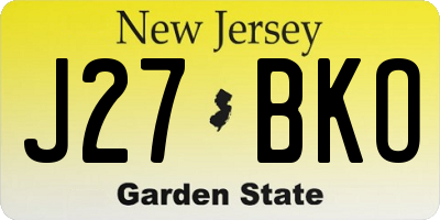 NJ license plate J27BKO