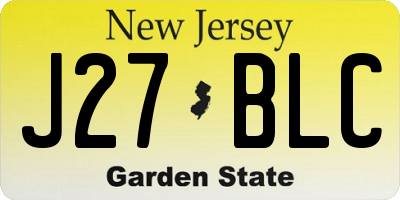 NJ license plate J27BLC