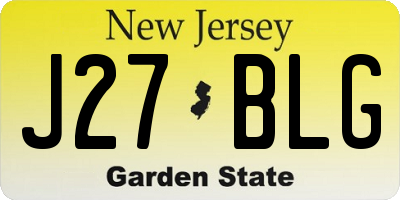 NJ license plate J27BLG