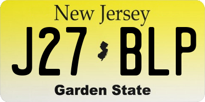 NJ license plate J27BLP