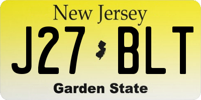 NJ license plate J27BLT