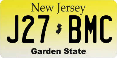 NJ license plate J27BMC