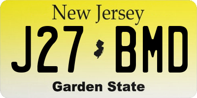 NJ license plate J27BMD