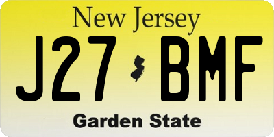 NJ license plate J27BMF