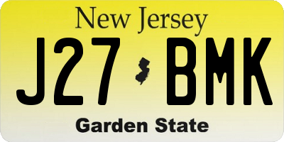 NJ license plate J27BMK