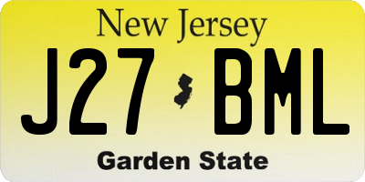 NJ license plate J27BML