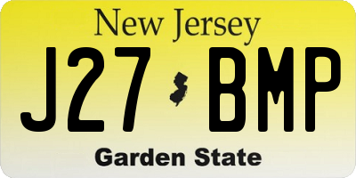 NJ license plate J27BMP