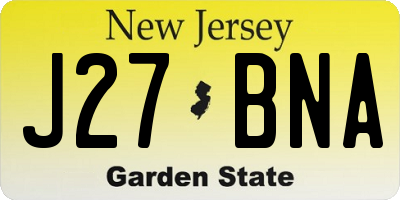 NJ license plate J27BNA