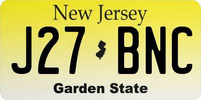 NJ license plate J27BNC
