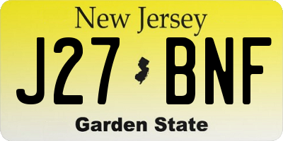 NJ license plate J27BNF