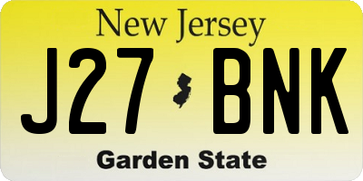 NJ license plate J27BNK