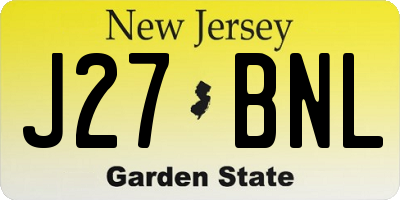 NJ license plate J27BNL