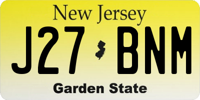 NJ license plate J27BNM