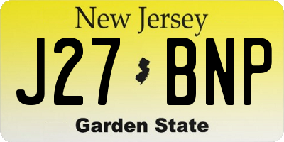 NJ license plate J27BNP