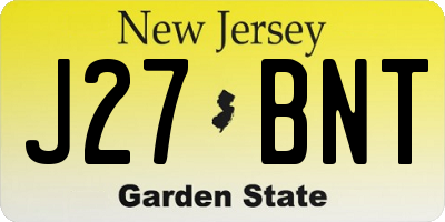 NJ license plate J27BNT
