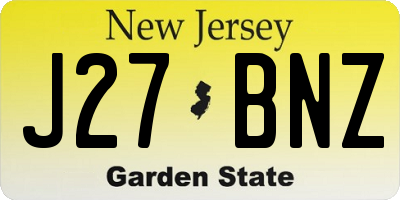 NJ license plate J27BNZ