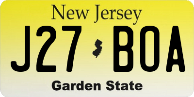 NJ license plate J27BOA