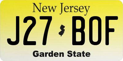 NJ license plate J27BOF