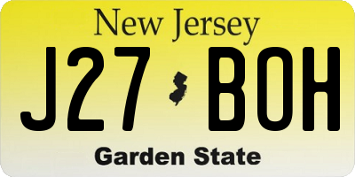 NJ license plate J27BOH