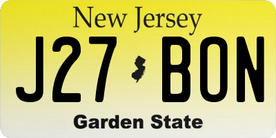 NJ license plate J27BON