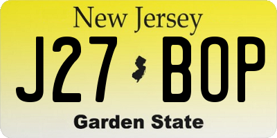 NJ license plate J27BOP