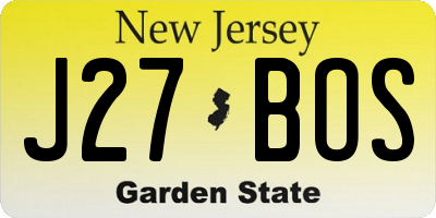 NJ license plate J27BOS