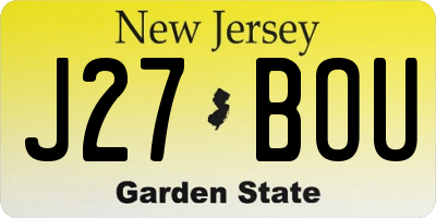 NJ license plate J27BOU