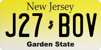 NJ license plate J27BOV