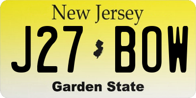 NJ license plate J27BOW
