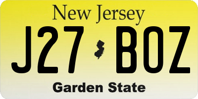 NJ license plate J27BOZ