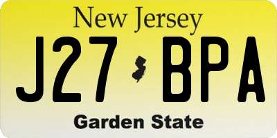 NJ license plate J27BPA