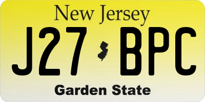 NJ license plate J27BPC