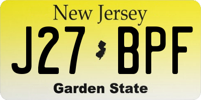 NJ license plate J27BPF