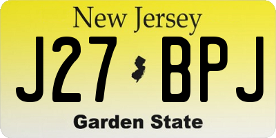 NJ license plate J27BPJ