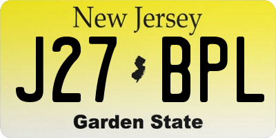 NJ license plate J27BPL