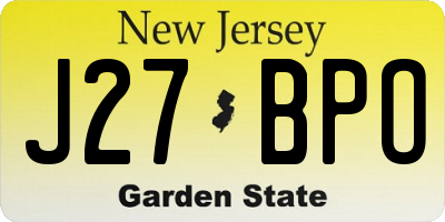 NJ license plate J27BPO
