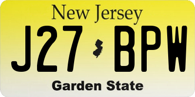 NJ license plate J27BPW