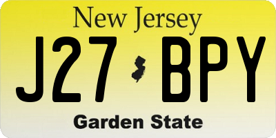 NJ license plate J27BPY