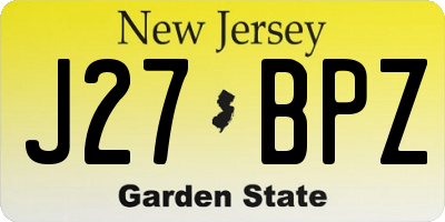 NJ license plate J27BPZ