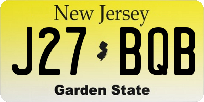 NJ license plate J27BQB