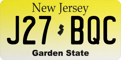 NJ license plate J27BQC