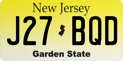 NJ license plate J27BQD