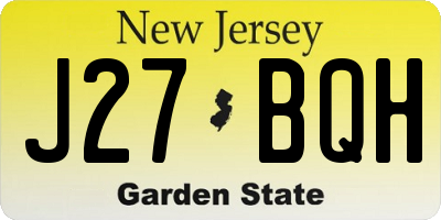 NJ license plate J27BQH