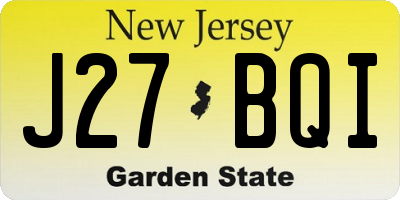 NJ license plate J27BQI