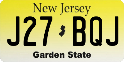 NJ license plate J27BQJ