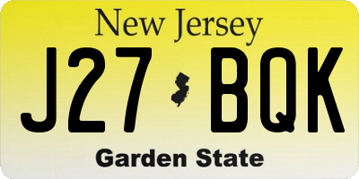 NJ license plate J27BQK