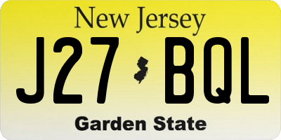 NJ license plate J27BQL