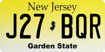 NJ license plate J27BQR